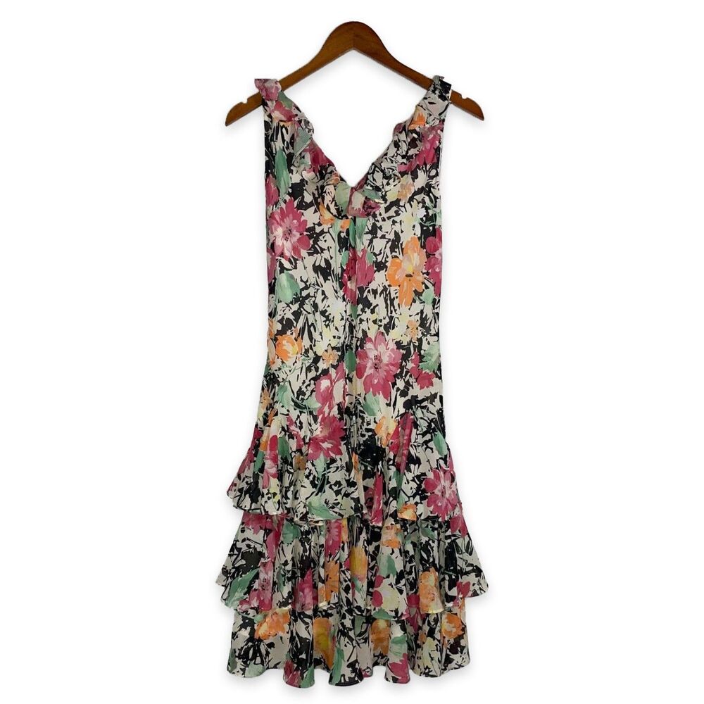 Vintage Lauren Ralph Lauren Floral Ruffle Tiered Dress Sleeveless Fit & Flare M